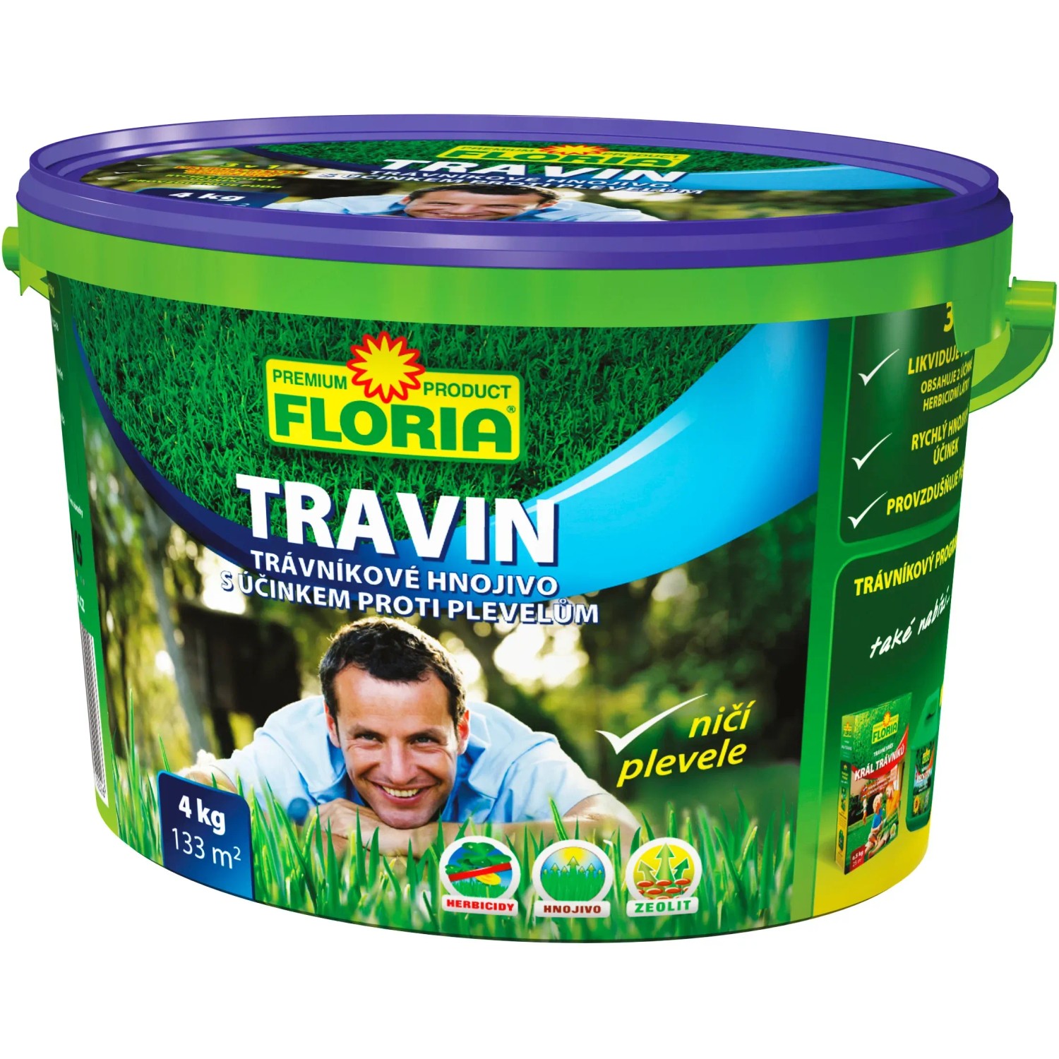 E-shop FLORIA Trávnikové hnojivo s účinkom proti burine TRAVIN 4 kg