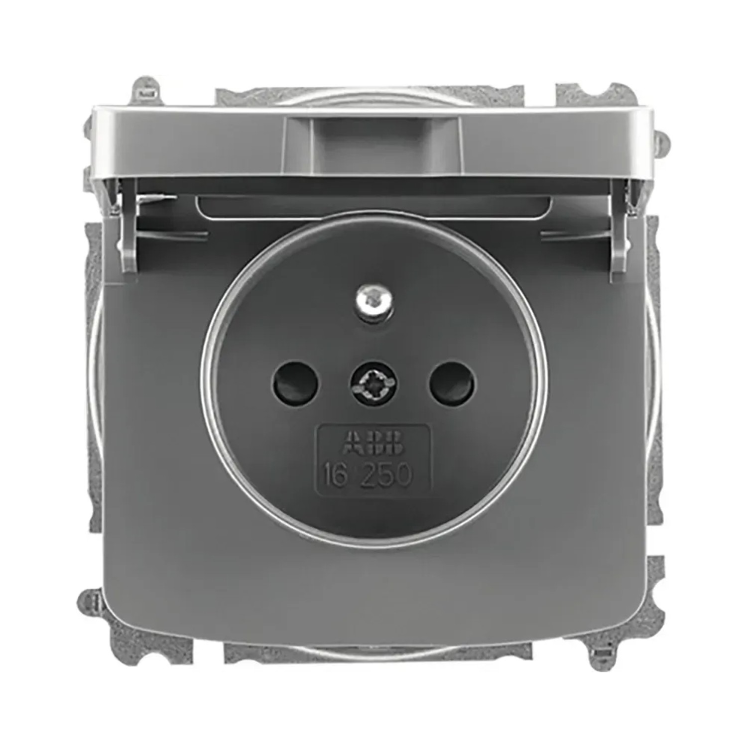 E-shop ABB 1násobná zásuvka s krytom TANGO 6619A-A06397 S2 dym.sivá 40,3x73,8x73,8 mm
