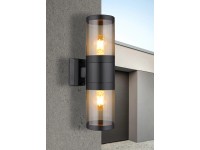 GLOBO Vonkajšie svietidlo XELOO čierna/dymová E27 60 W 102 x 380 x 155 mm