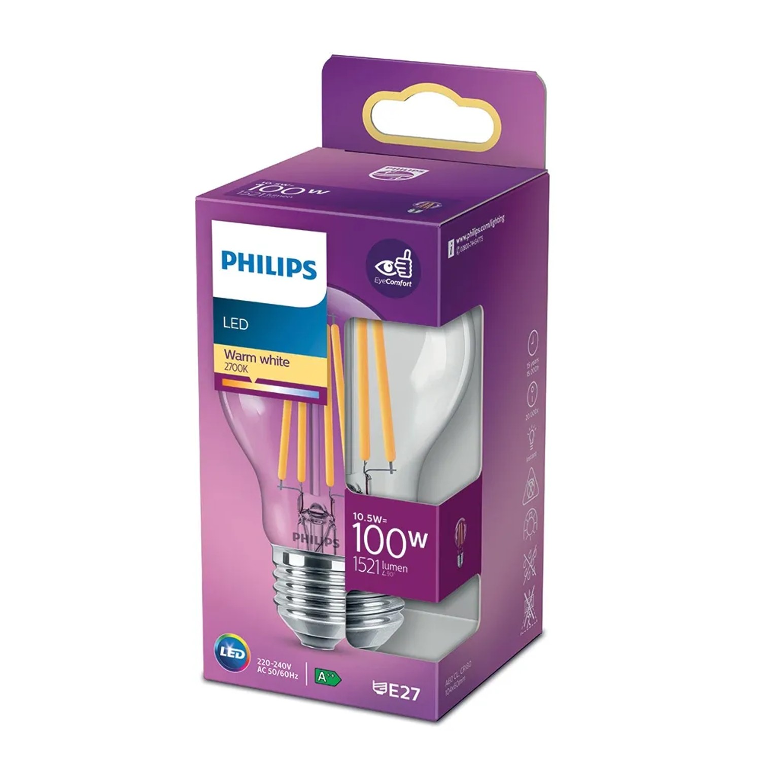 E-shop Philips Classic LED žiarovka E27, 10,5 W, 1521 lm, 2700 K
