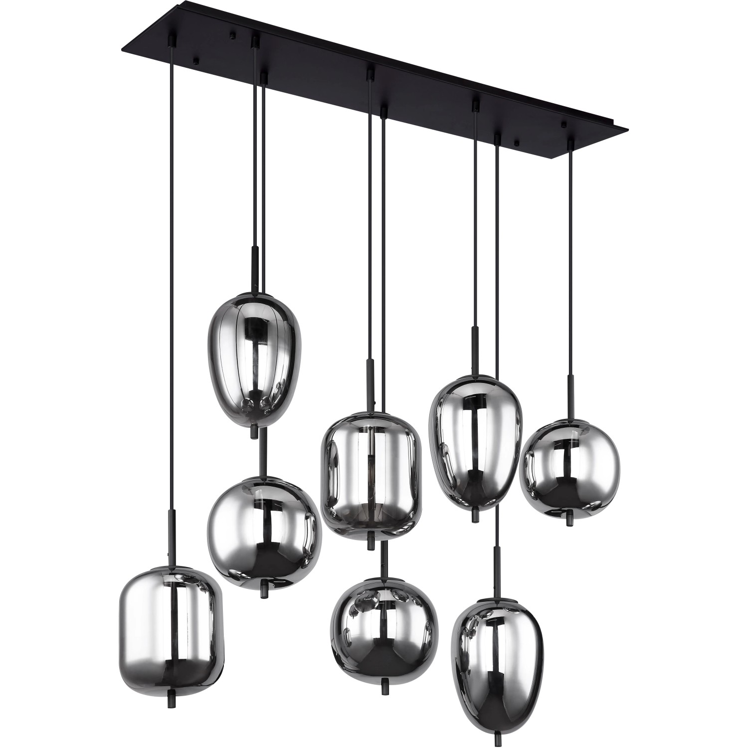 E-shop GLOBO Závesné svietidlo BLACKY čierna/dymová E14 40 W 940 x 340 x 1200 mm