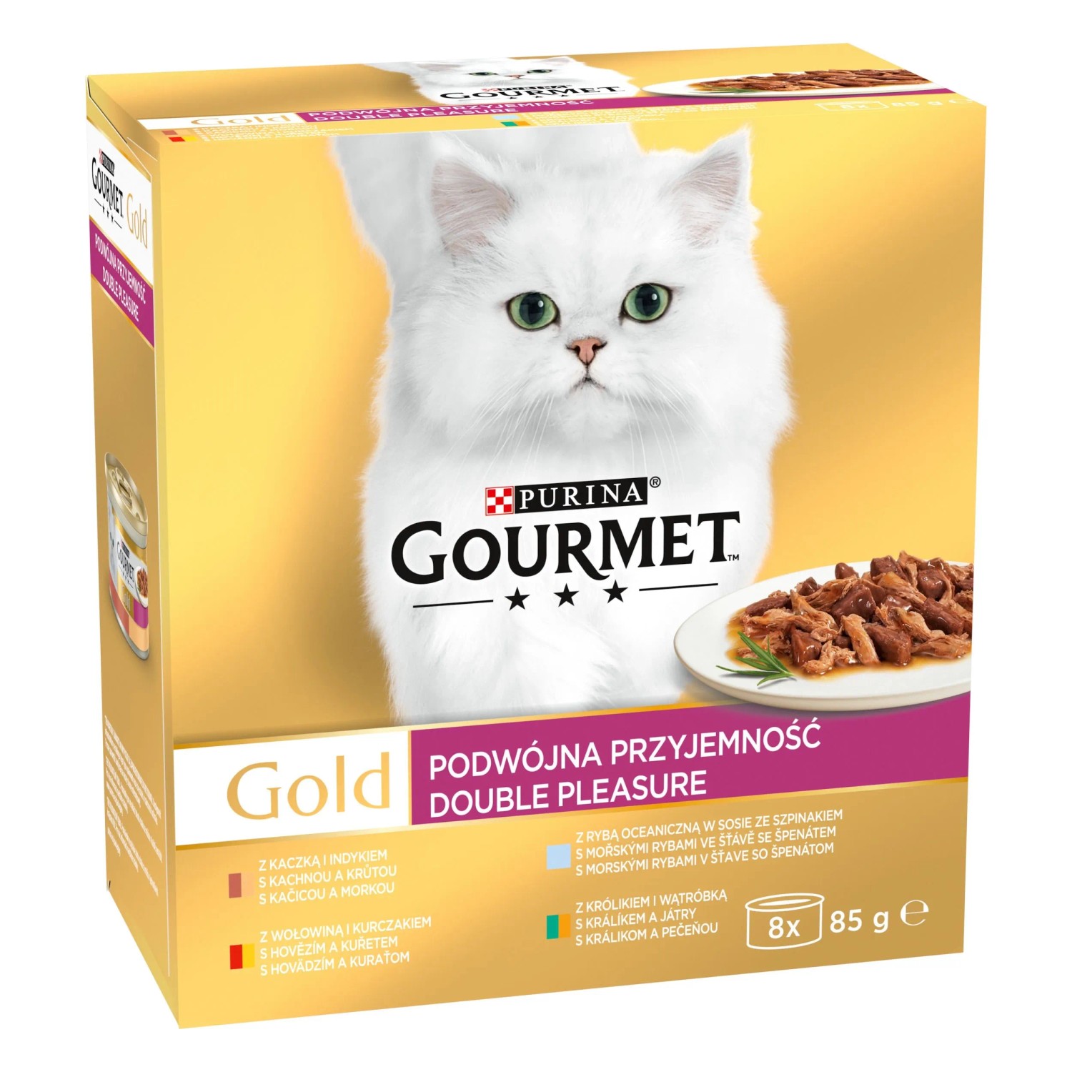 E-shop Gourmet Gold Konzervy pre mačky kačica/morka, hovädzie/kurča, ryba, ai. 8x85g
