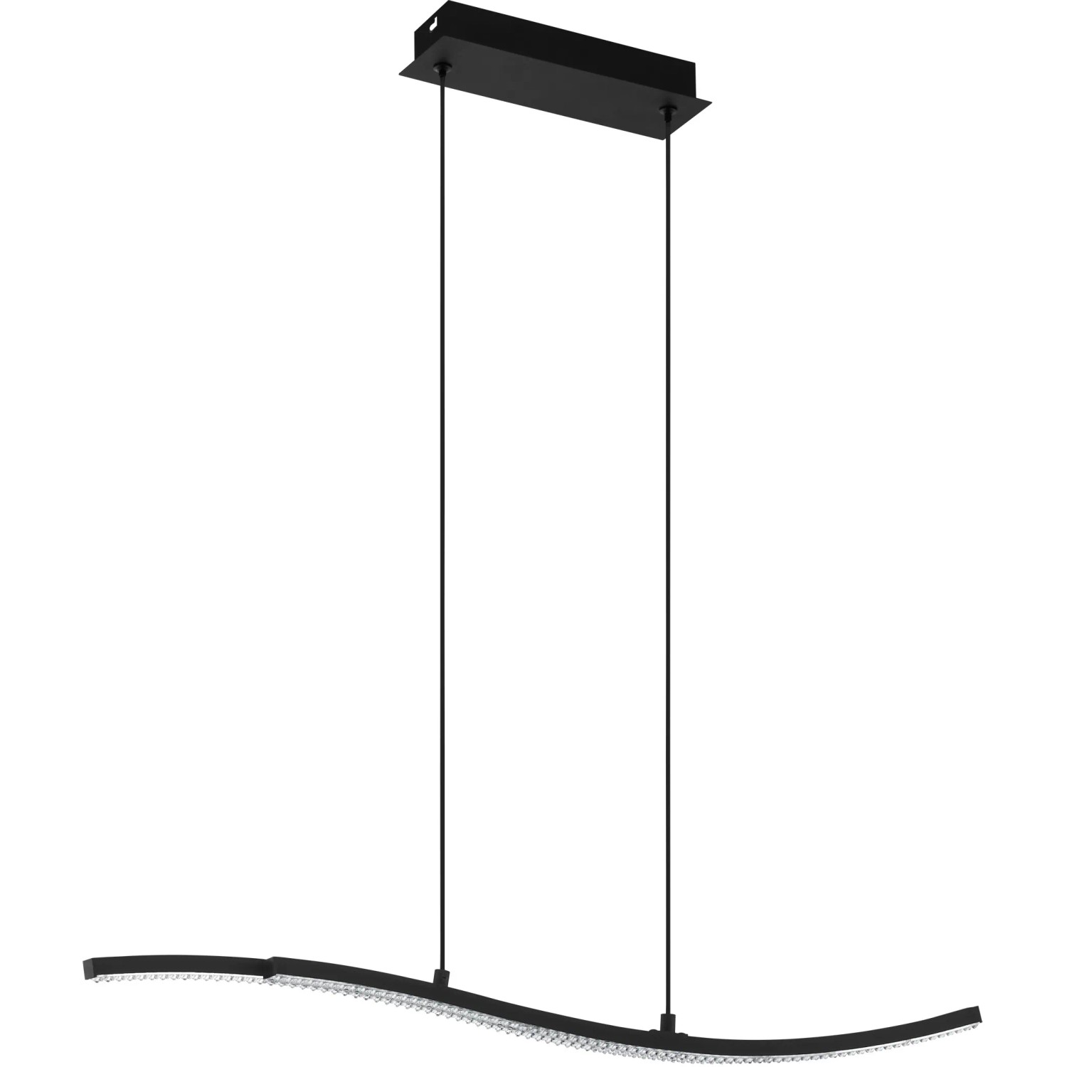 E-shop EGLO Závesné LED svietidlo Lejias čierno-priehľadné, 110 x 8 x 78 cm