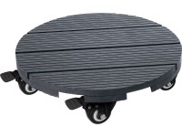 Podložka pod kvetináč s kolieskami WPC antracitová ryhovaná okrúhla