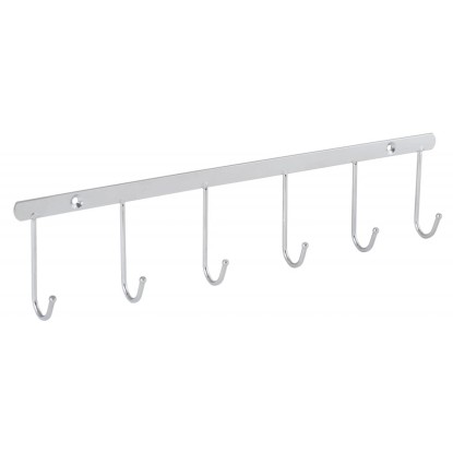 Walteco Vešiaková lišta so 6 háčikmi, chróm, 90 x 410 x 35 mm