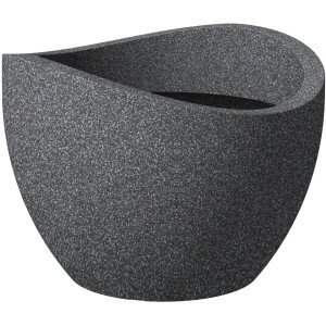 Scheurich kvetináč Wave Globe, Ø 30 cm, čierna žula, zakrivený tvar.