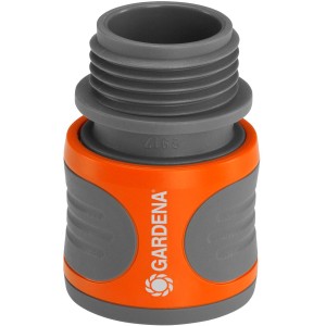 Sada odvodňovacieho ventilu Gardena pre zavlažovacie systémy, sivá a oranžová.