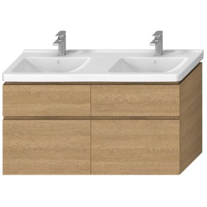 JIKA Skrinka CUBITO-N pod dvojumývadlo 130 cm, 4 zásuvky, dub