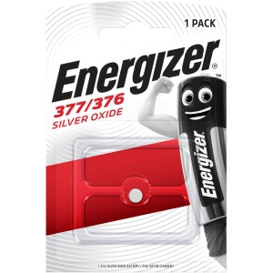 Gombíková batéria Energizer 377/376 Silver Oxide, 1 kus, pre hodinky a elektroniku.