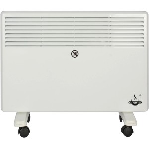 Biely, mobilný El Fuego konvektorový ohrievač s výkonom 1500 W na kolieskach.
