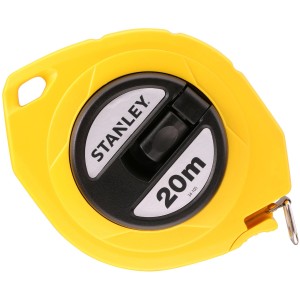 Žltý oceľový zvinovací meter Stanley, 20 m, pre presné merania.