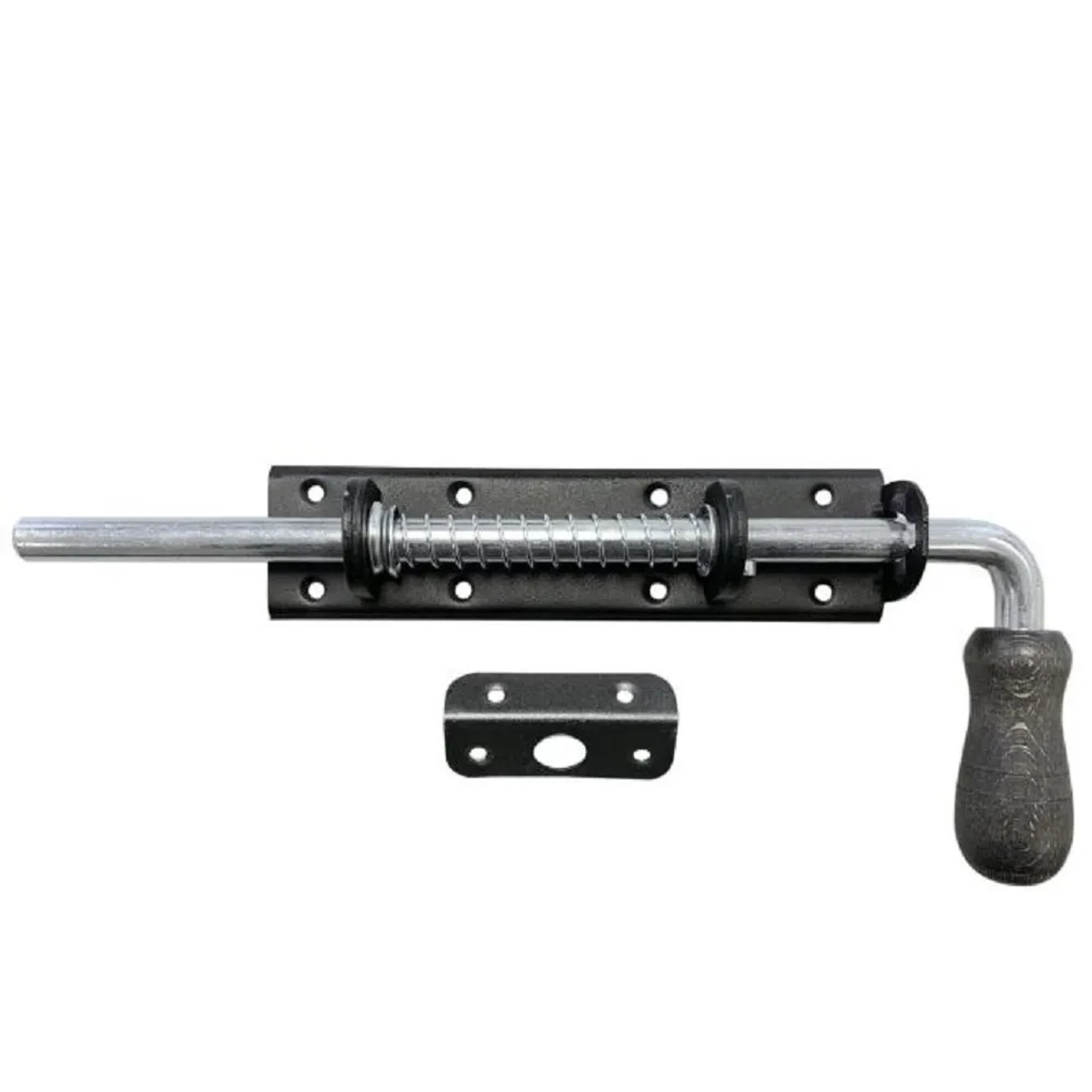 E-shop Domax Zástrčka vrátová s pružinou a drevenou koncovkou WSP 260 čierna 300 x 50mm