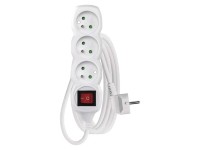 Emos Predlžovací kábel s vypínačom biely, 3 zásuvky, max. 10 A/2300 W, 3 m