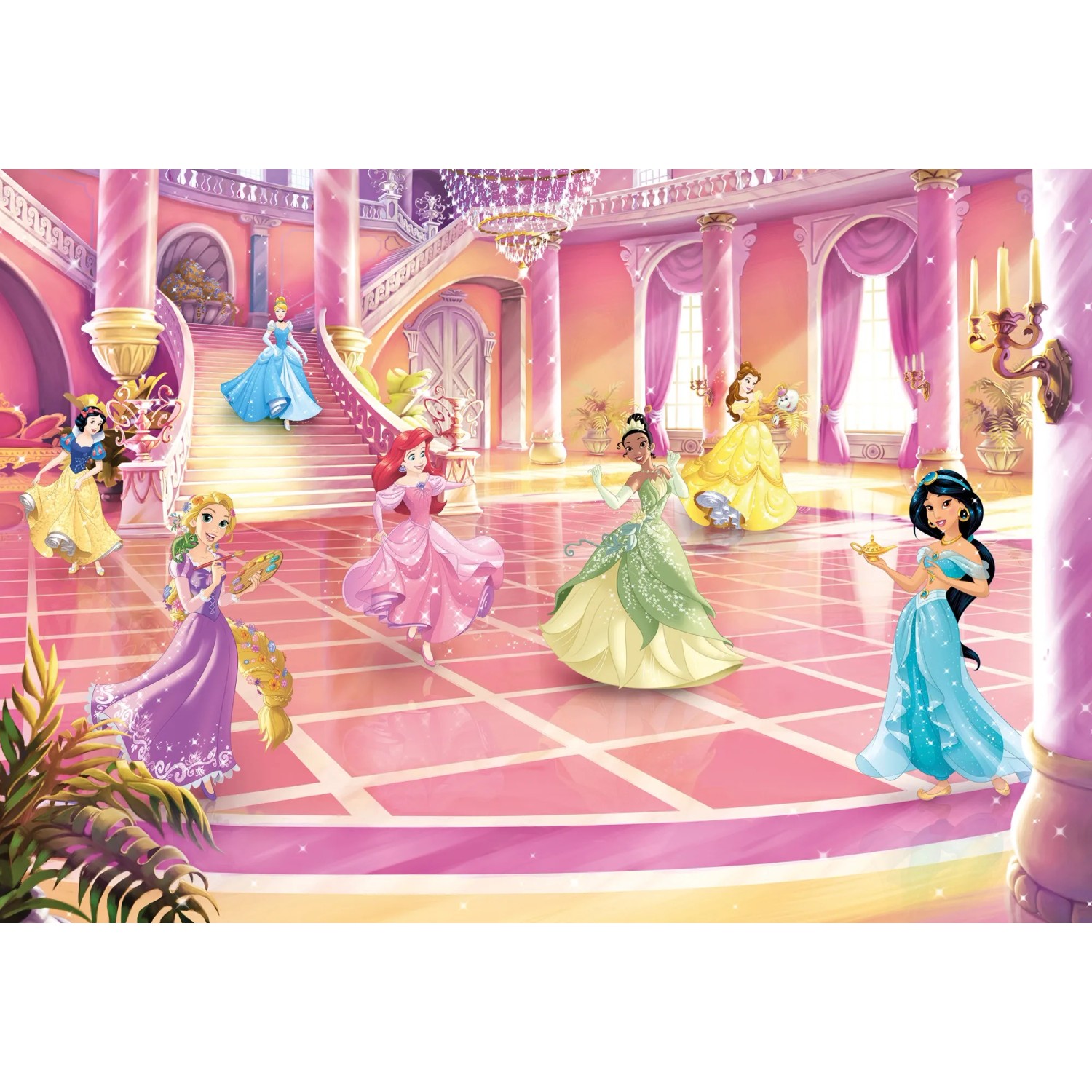 E-shop Komar Papierová fototapeta Trblietavý večierok Disney princezien, 368 x 254 cm