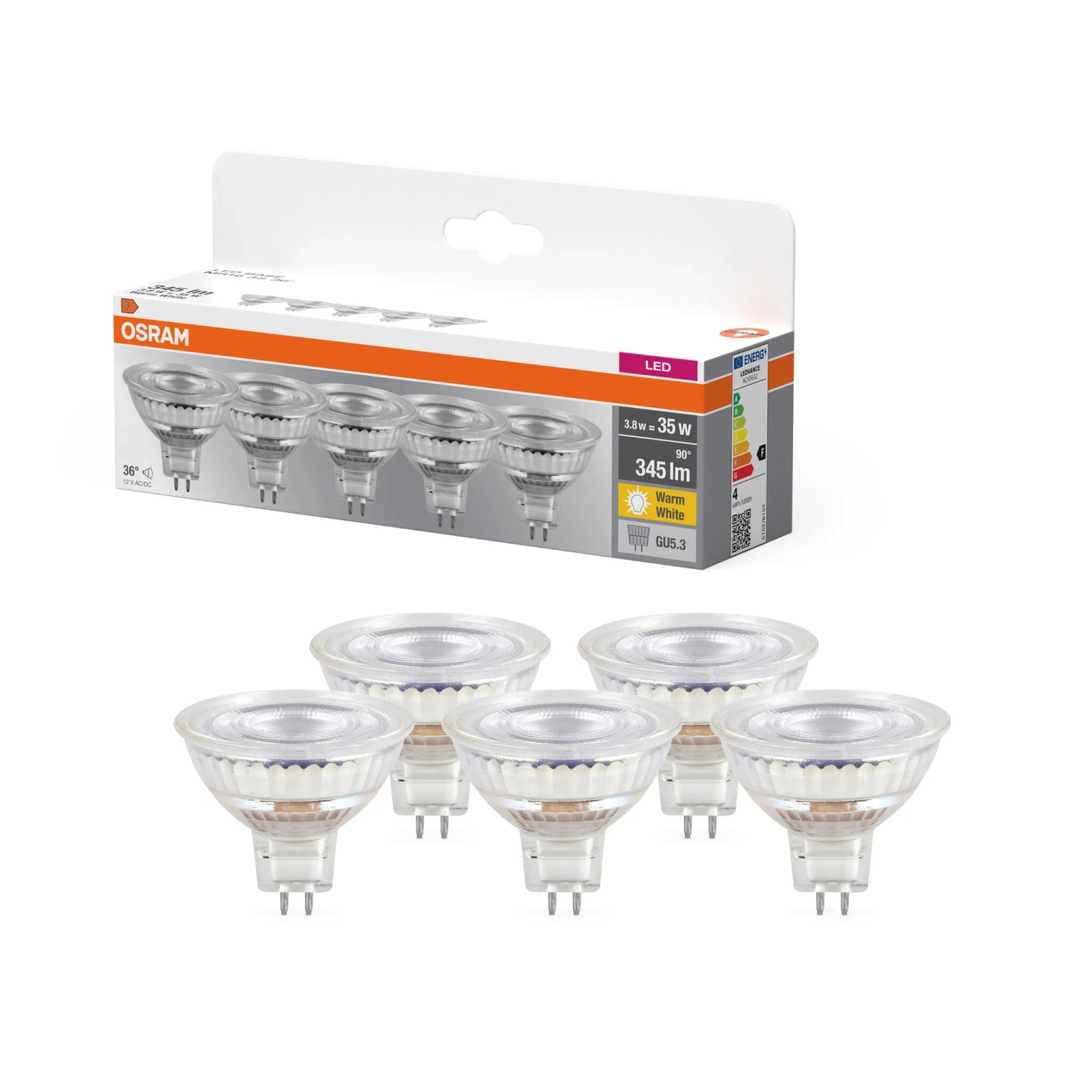 E-shop OSRAM LED žiarovka STAR MR16 35 36 ° GU5.3 3,8 W 345lm 2700K pr. 50 x 44 mm, 5ks