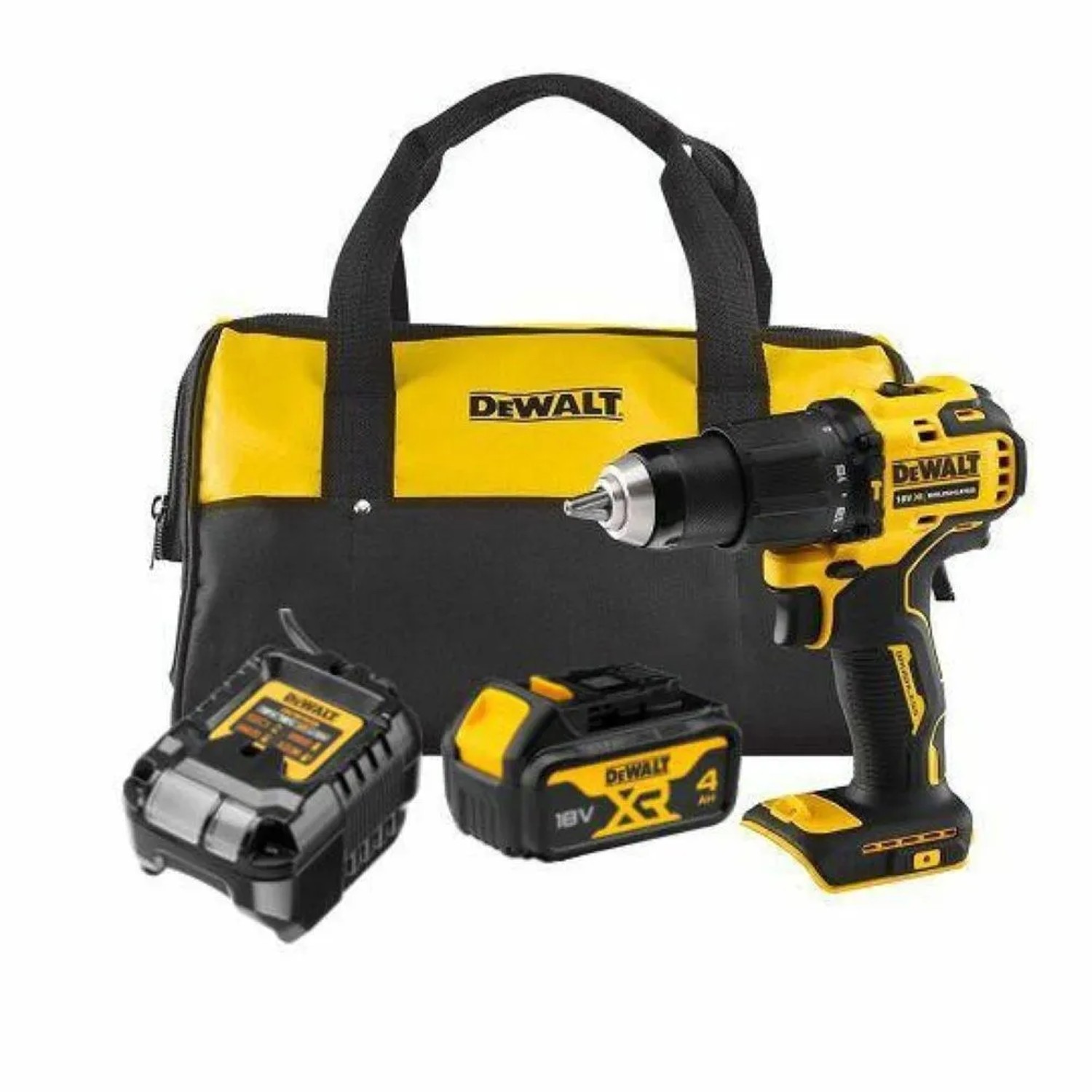 E-shop DeWALT 18V XR Aku bezuhlíkový príklepový vŕtací skrutkovač DCD709M1-QW (1x4,0Ah)