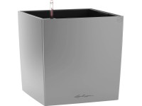 Lechuza Kvetináč Cube Premium 30, strieborná metalická, 30 x 30 x 30 cm