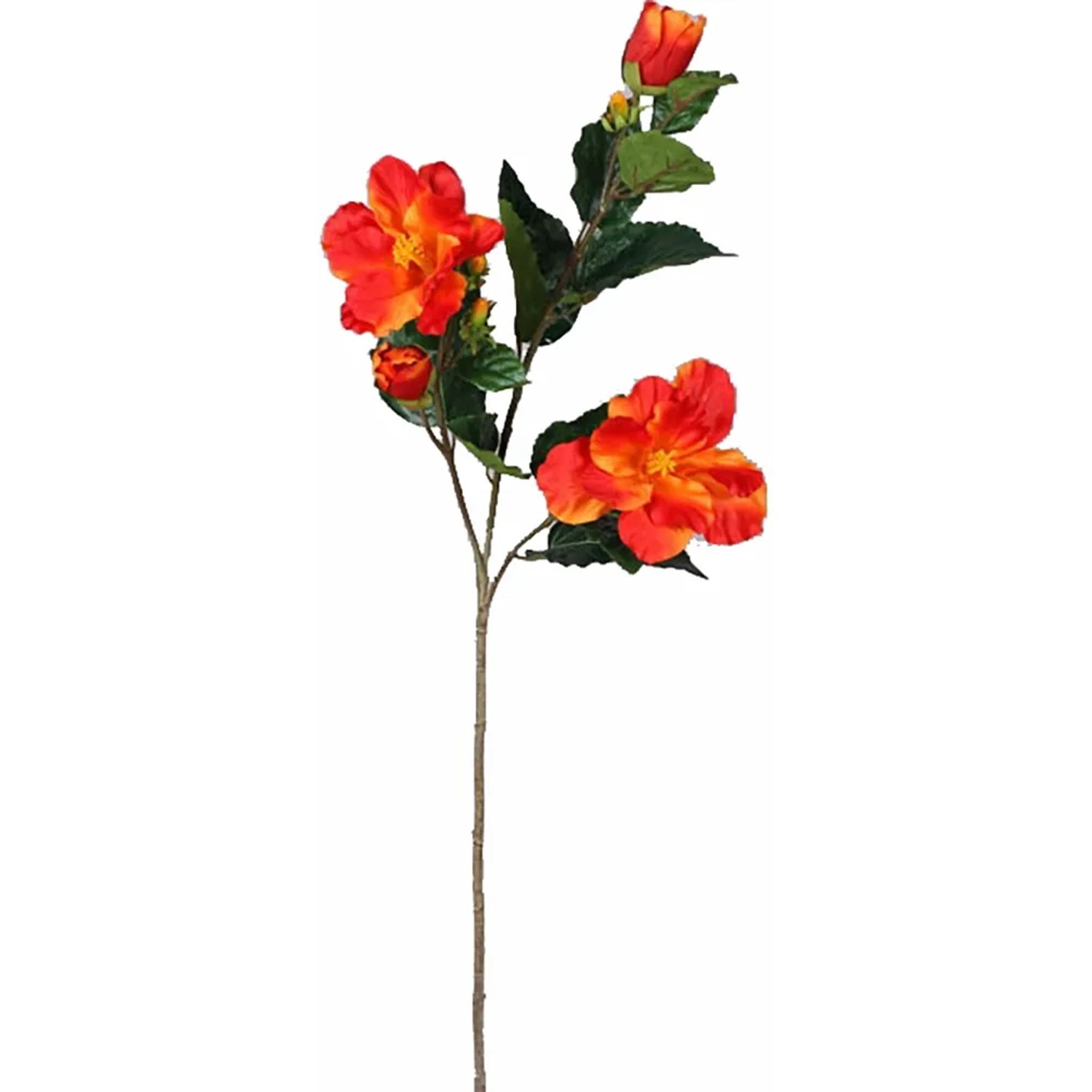 E-shop Dekoratívna vetvička ibišteka oranžová, 76 cm