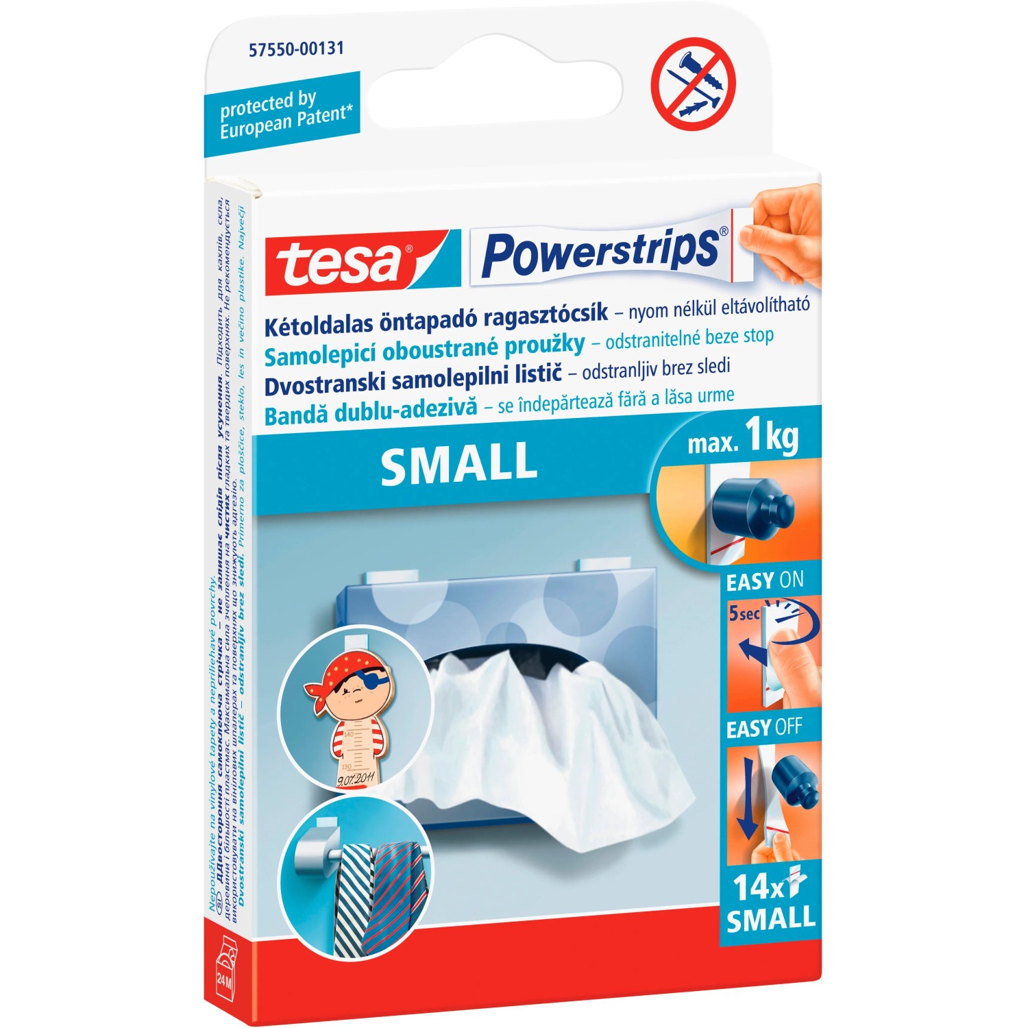 E-shop tesa Penové lepiace prúžky Powerstrips malé, 14 ks