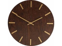 Koopman Nástenné hodiny minimalistické z MDF, tmavé drevo/zlatá, pr. 40 cm