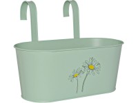 Závesný truhlík lakovaný s potlačou, mätovo zelený, zinkový, 14 x 33 x 16 cm