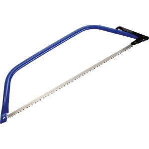 LUX-TOOLS Oblúková píla na drevo, 760 mm, s modrým rámom a kovovým pílovým listom na spracovanie dreva.