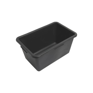 Čierna plastová maltová miešačka (40 l) so štyrmi držadlami.