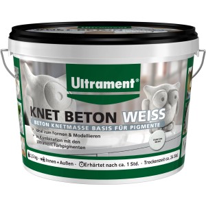 Vedro Ultrament Knet Beton biely 2,5 kg, suchá malta na modelovanie dekoratívnych predmetov.