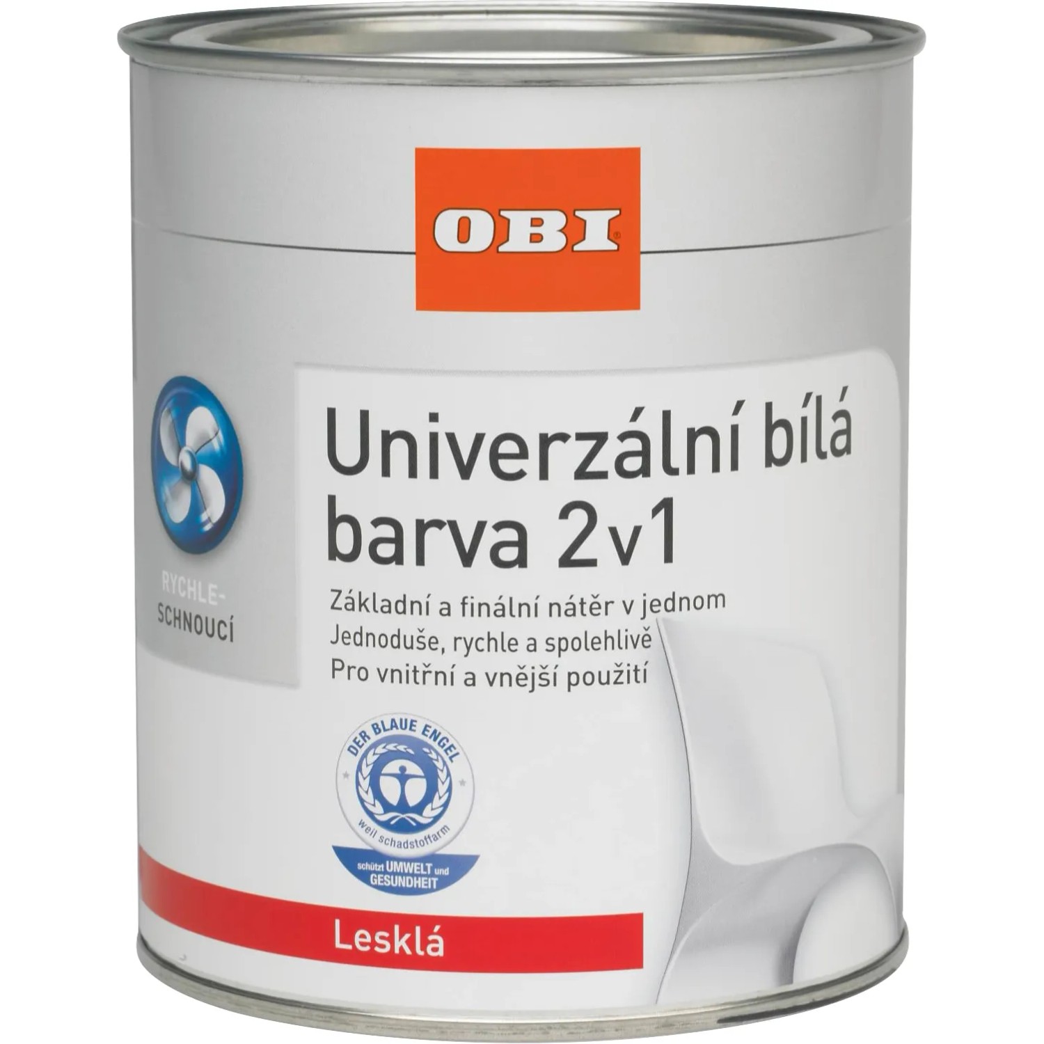 E-shop OBI Univerzálna farba 2v1 lesklá biela 375 ml