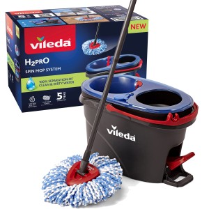 Čistiaca súprava Vileda H2PrO s vedrom, mopom a hlavicou z mikrovlákna pre hygienické čistenie podláh.