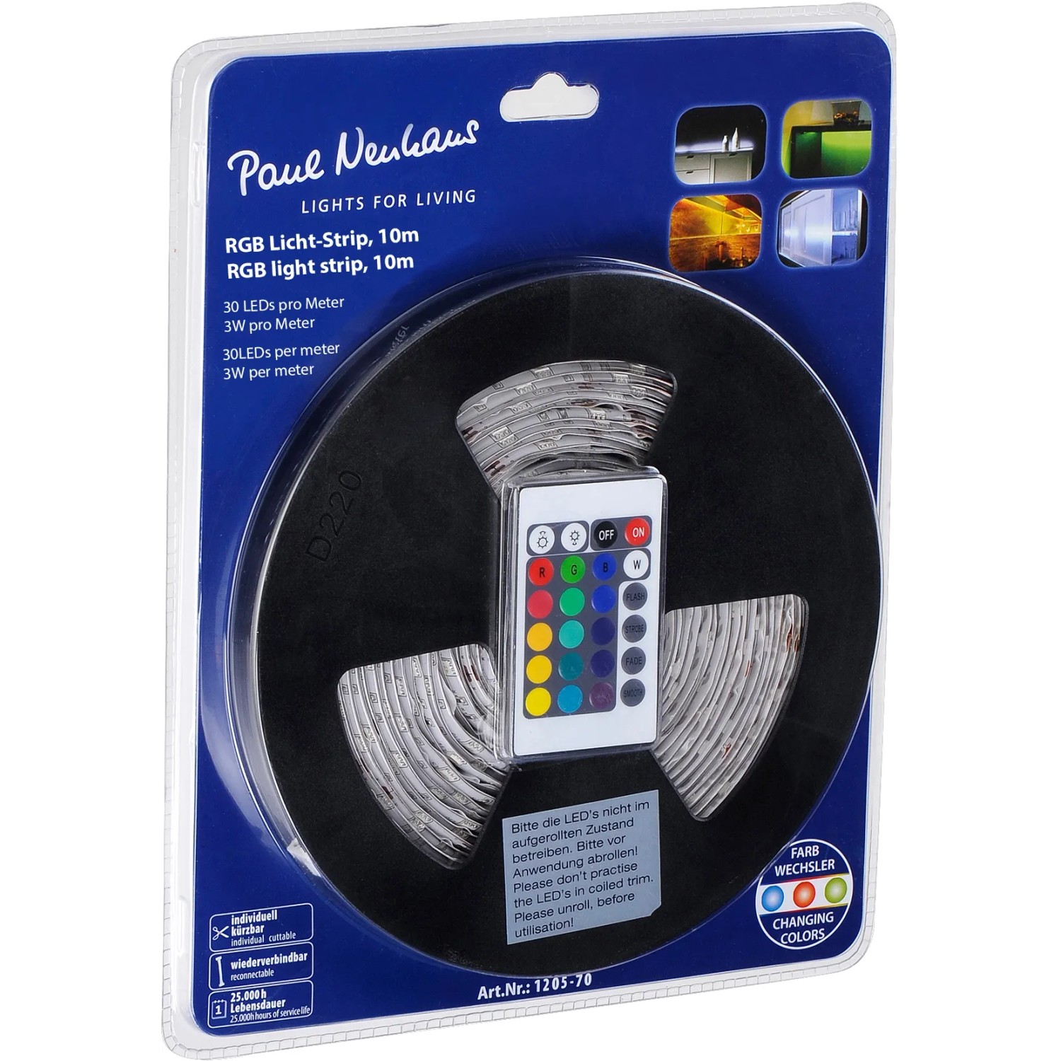 E-shop Paul Neuhaus LED pásik Teania 36W, RGB + W, 3 x 10 x 10 000 mm