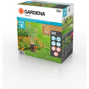 Gardena Start-Set Pipeline Obdĺžnikový zavlažovač v krabici, pre zavlažovanie záhrady so zavlažovacím systémom.
