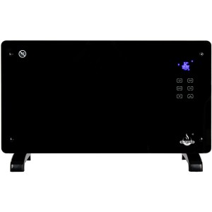 Čierny sklenený konvektor El Fuego 2000 W s LCD displejom, elektrický ohrievač.