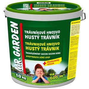 Vedro trávnikového hnojiva pre hustý trávnik, vhodné pre plochu 600 m².