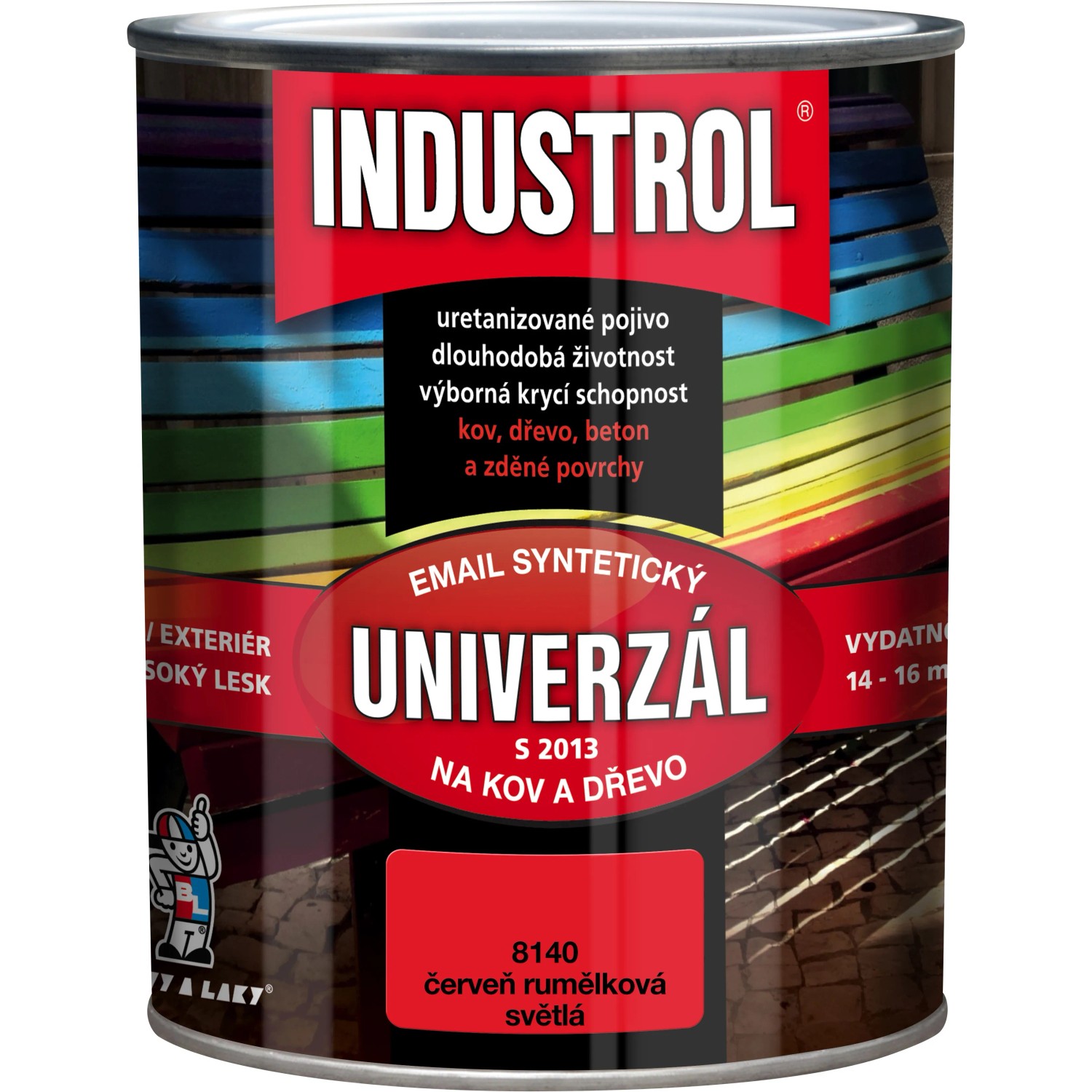 E-shop INDUSTROL Email na kov a drevo S2013 UNIVERZÁL 8140 červená rumelka svetlá 750ml
