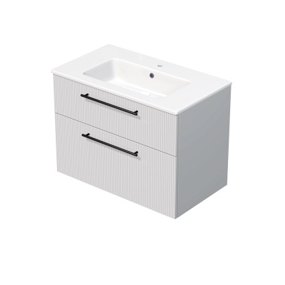 INTEDOOR Kúpeľ.skriňa+umývadlo BEE, úchyt čierny, 2 zás., š.81cm, biela 3D pruhy