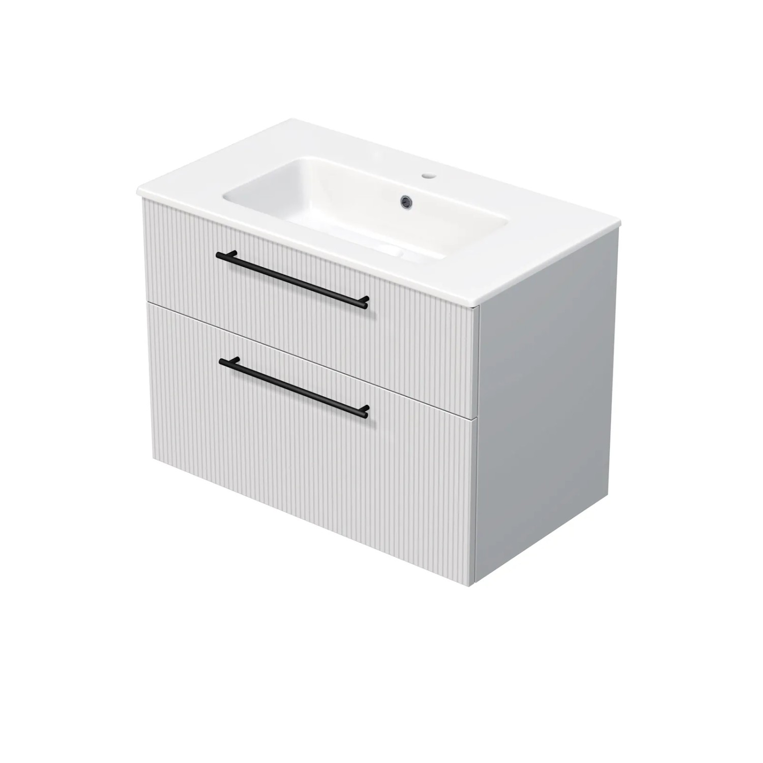 E-shop INTEDOOR Kúpeľ.skriňa+umývadlo BEE, úchyt čierny, 2 zás., š.81cm, biela 3D pruhy