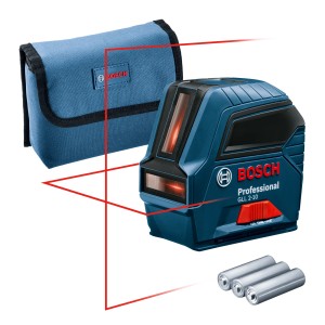 Krížový čiarový laser Bosch Professional GLL 2-10 s taškou a batériami.