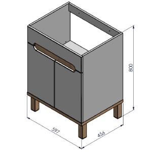 Skrinka pod umývadlo t.b.t. s rozmermi 597x456x800 mm.