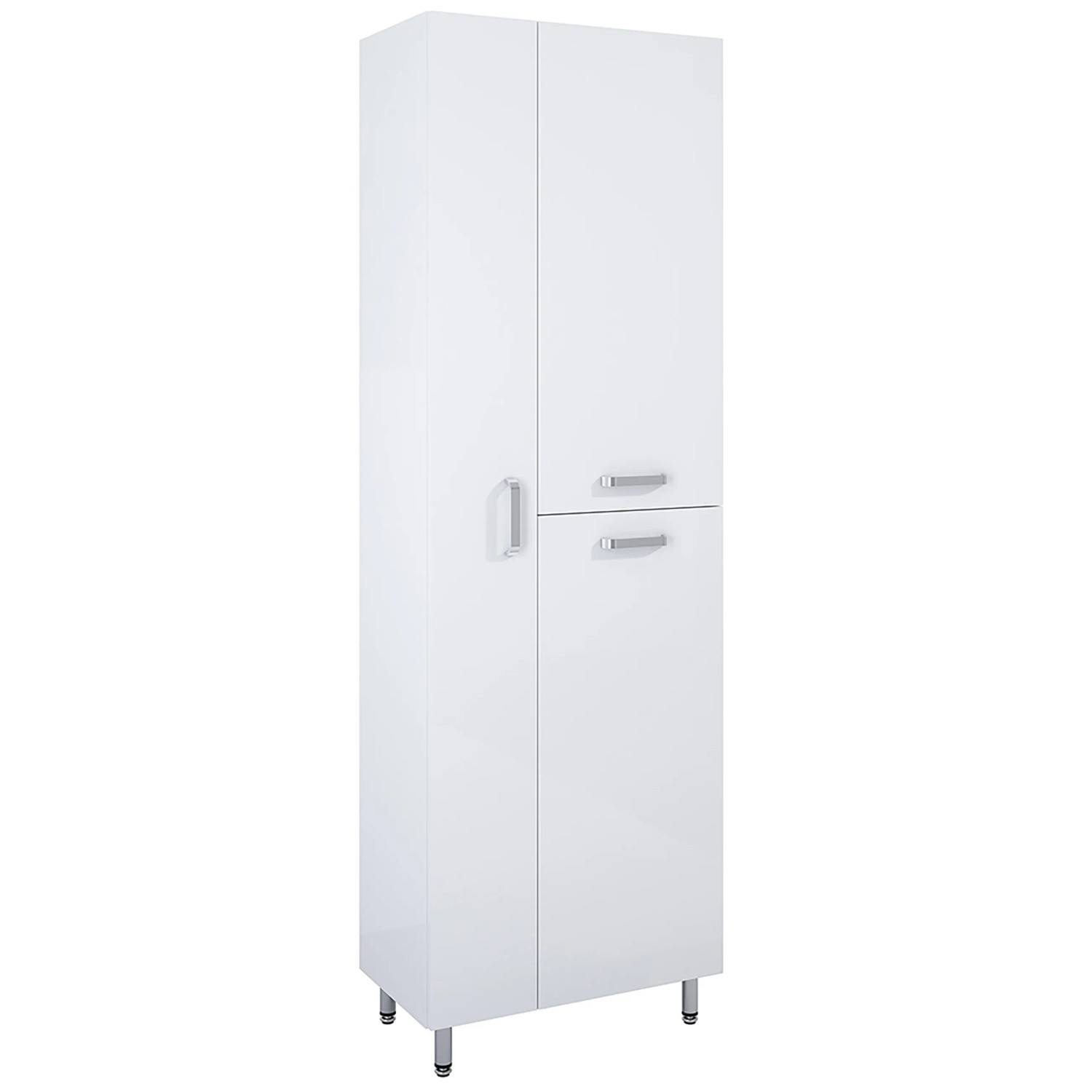 E-shop Maximus Vysoká kúpeľňová skrinka Eve, 3 dvierka, lesklá biela, 60 cm