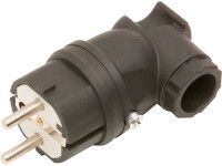 Zahnutá zástrčka s ochranným kontaktom gumená čierna