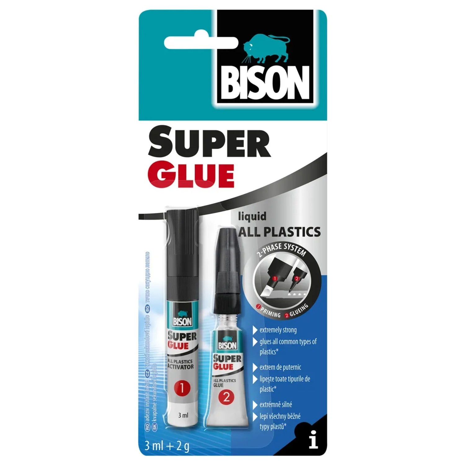 E-shop BISON Lepidlo na plasty SUPER GLUE All Plastic 3 ml + 2g