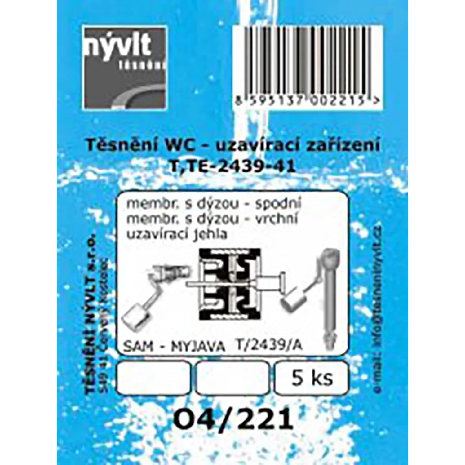 E-shop Súprava tesnení napúšťacieho ventilu Sam Myjava T2439/A, 5 ks