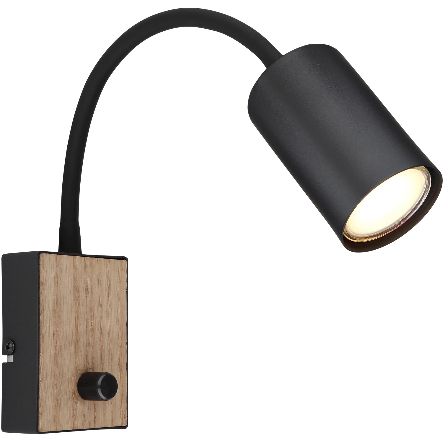 E-shop GLOBO Nástenné svietidlo ROBBY čierna/drevo GU10 35W 70 x 425 x 300 mm