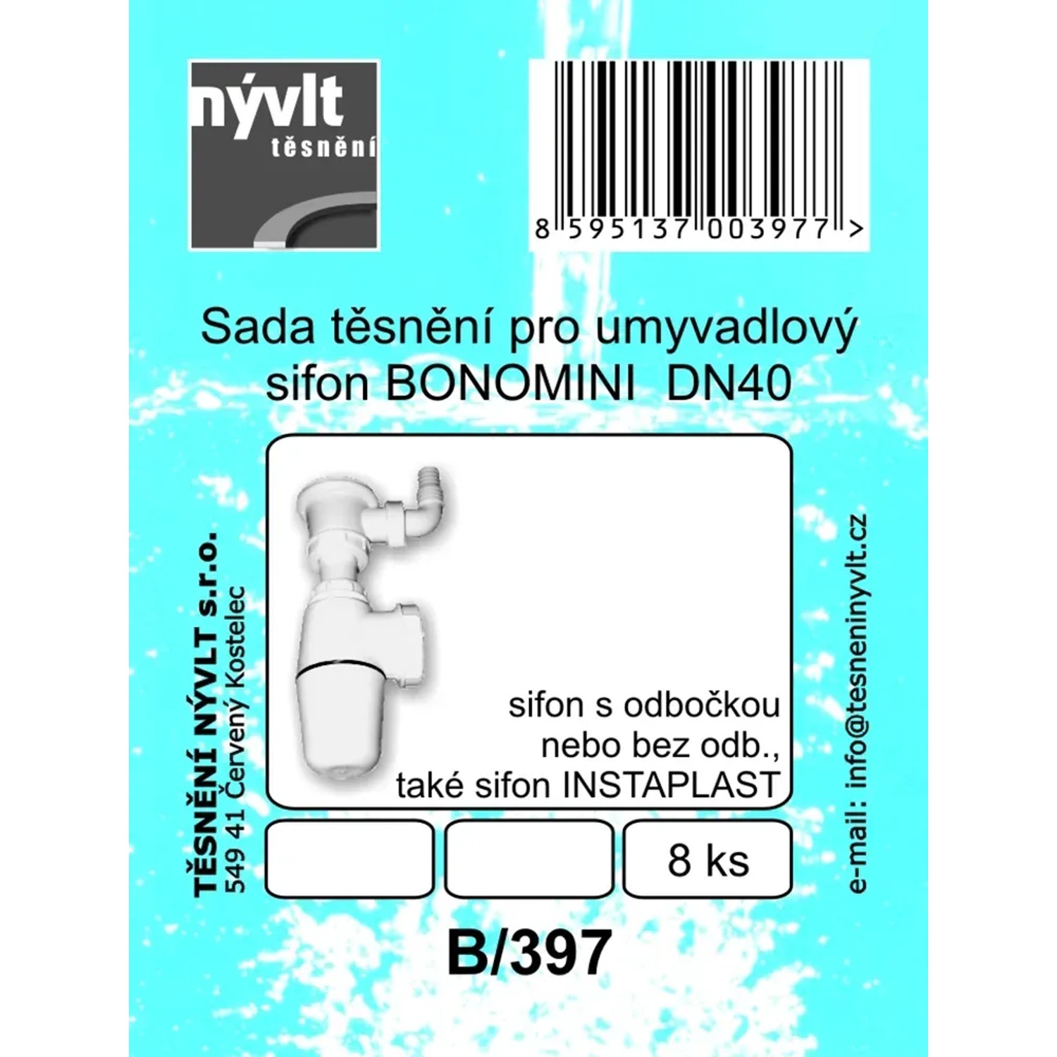 E-shop Súprava tesnení pre umývadlový sifón Bonomini DN40, 8 ks