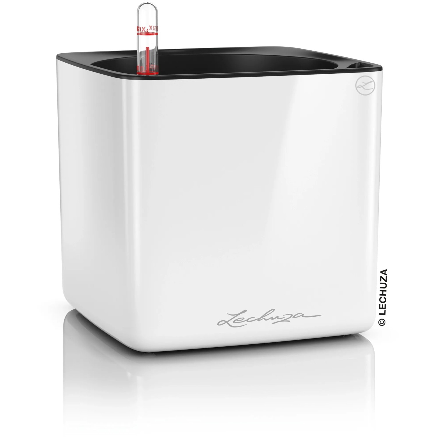 E-shop Lechuza Kvetináč Cube Glossy 16 biely, 160 x 170 x 170 mm