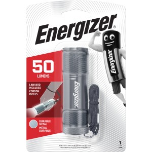 Kovová baterka Energizer s pútkom, 3 AAA batérie sú súčasťou balenia.