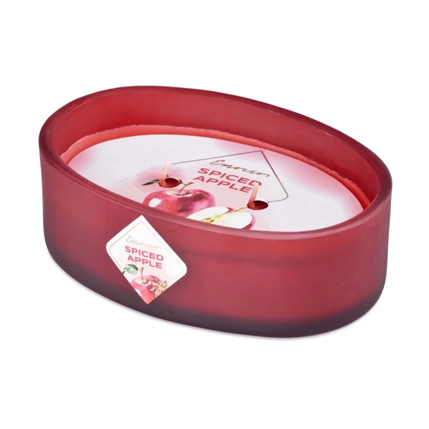 E-shop Emocio Vonná sviečka s 2 knôtmi, sklo ovál, Spiced Apple 144 x 102 x 50 mm