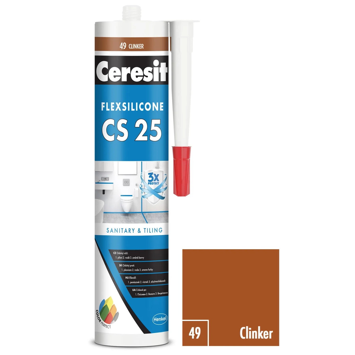 E-shop CERESIT CS 25 Sanitárny silikón 49 Clinker 280 ml