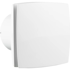 Biely kúpeľňový ventilátor Ø 100 mm s čidlom vlhkosti a časovačom pre kúpeľňu a WC.